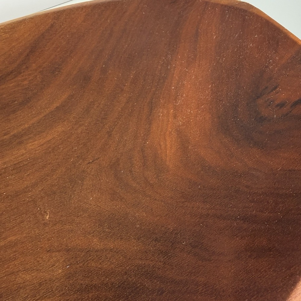 Hand Carved Teak Wood Decorative Bowl Fruit Bowl, Trinket Bowl Minimalist - Picture 2 of 14